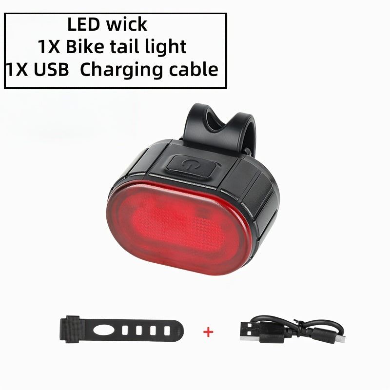 2 PCS Set of Bicycle Front and Rear Light Kit | Multi-functional LED Cycling Headlight and Taillight, USB Charging, Portable Night-time Cycling Floodlight, Easy to Install, Suitable for Night and Mountain Road Cycling