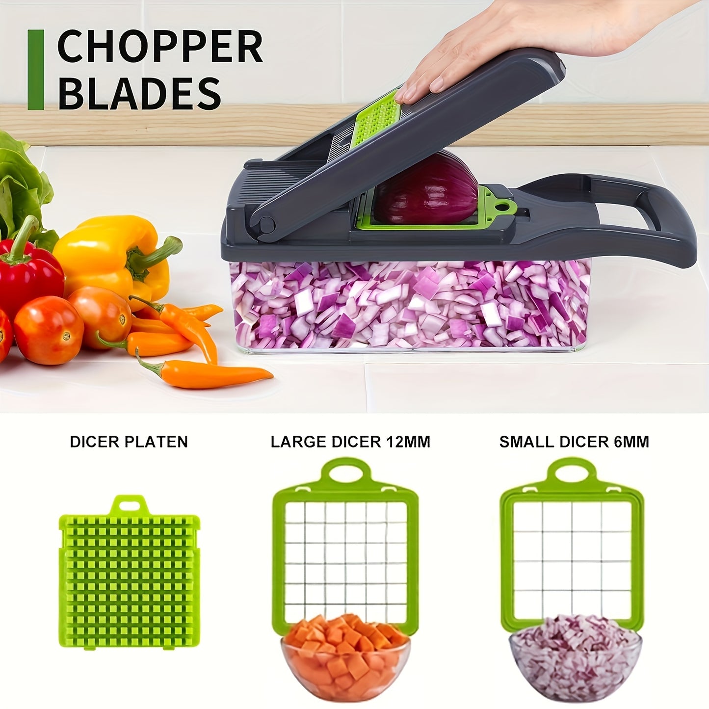 16in 1 Set Vegetable Chopper, Salad Chopper, Vegetable Slicer Multifunctional, Veg Chopper with 7 Chopping Vegetables, Mitten And Peeler, Vegetable Cutter for Vegetables And Fruit