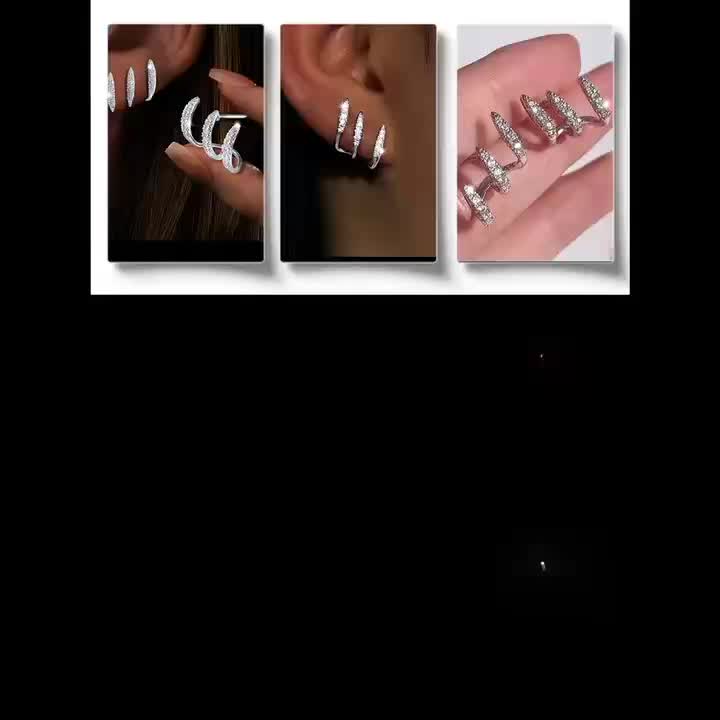 2 PCS Set A Pair of 925 Silver-Plated Women's Claw-Shaped Curved Earrings, Featuring a Dazzling Luxurious Design, Unique Style Suitable for Everyday Music Festivals And Various Occasions, a Perfect Gift for Women, Hypoallerge