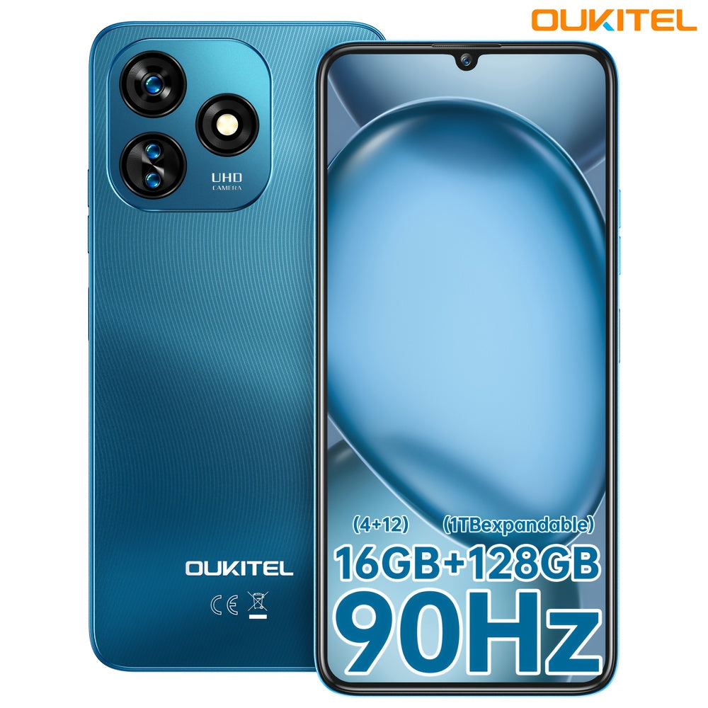 C51 Sim-Free & Unlocked Mobile Phones, GPS Android 14 16(4+128) GB RAM+128GB ROM, 4G Mobile Phones SIM Free Unlocked, Dual SIM Smartphone 13MP+5MP Camera, 6.8" HD+ Display 5150Mah, Face Id/GPS/Black, Smartphone, Travel Phone,