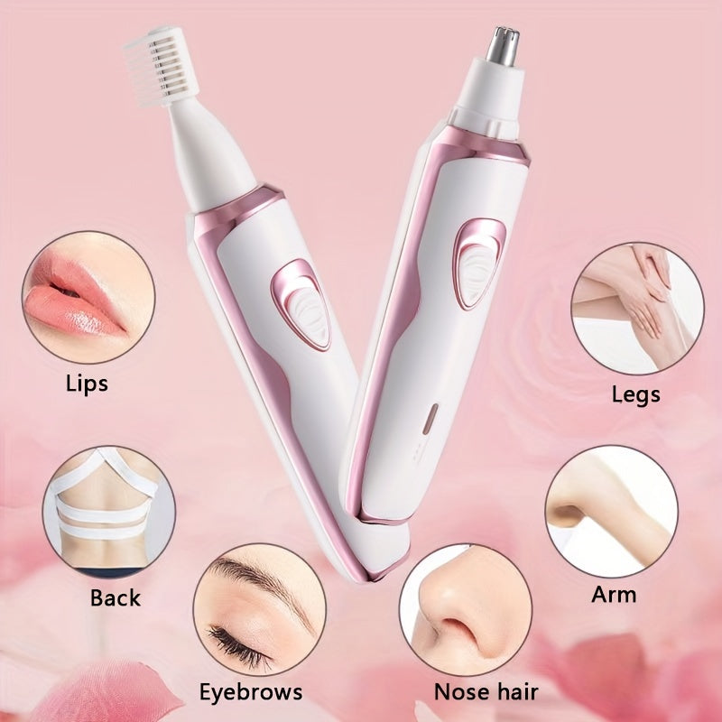 4 PCS Set Electric Razor For Women,  Rechargeable grooming kit, Lady Electric Shaver For Face, Nose, Legs And Underarm, Bikini Area Trimmer For Women Painless, Hair Razor Rechargeable & Portable