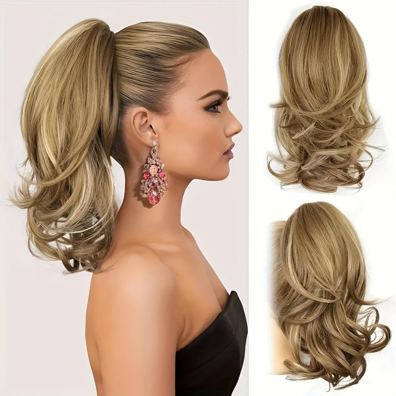 30.45 Cm Short Claw Clip Ponytail Wig - a Synthetic Deep Wave Wig with Secure Claw Clips, Offering a Look, Suitable for Both Men And Women, in Brown, Perfect for Everyday Fluffy Ponytails, Special Occasions, And Versatile Wig