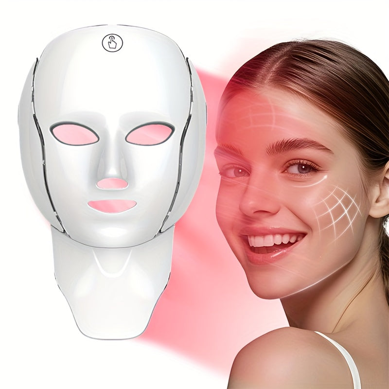 138 Pearl LED Facial Mask Beauty Device, USB Charging 7-In-1 Facial And Neck Care Instrument with 7 Automatic Modes, Designed Specifically for The Face And Neck, Suitable for Home And Travel, Offering Salon-Quality Care
