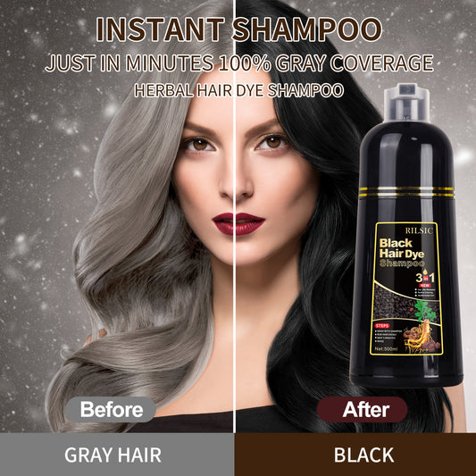 500ML 4 Colors Herbal Natural Hair Dye Shampoo for Grey Hair, 3 in 1 Instant Hair Color Shampoo, Hair Coloring Shampoo for Men And Women That Works in Minutes Ladies Hair Care Supplies