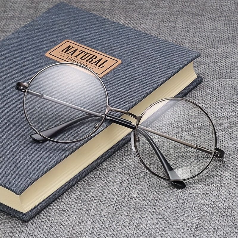 Wizard-Themed Round Black Frame Glasses for Men & Women -  Circle Clear Lens Non- Fashion Spectacles with Metal Arms, Perfect for Secret Society Ceremonies Sacred Parties