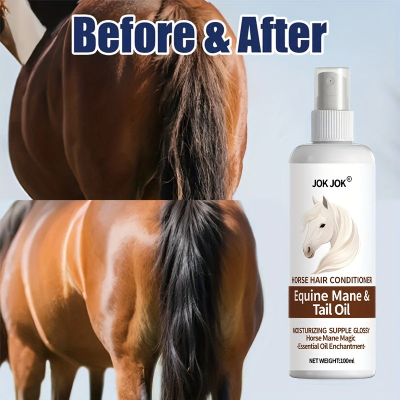 Equine Grooming Oil - Instant Knot Release & -Smooth Mane Conditioner, Plant-Based Horse Hair Oil for All Breeds & Foals, Shine & Detangling Spray for Braids, Buns, Show & Everyday Care