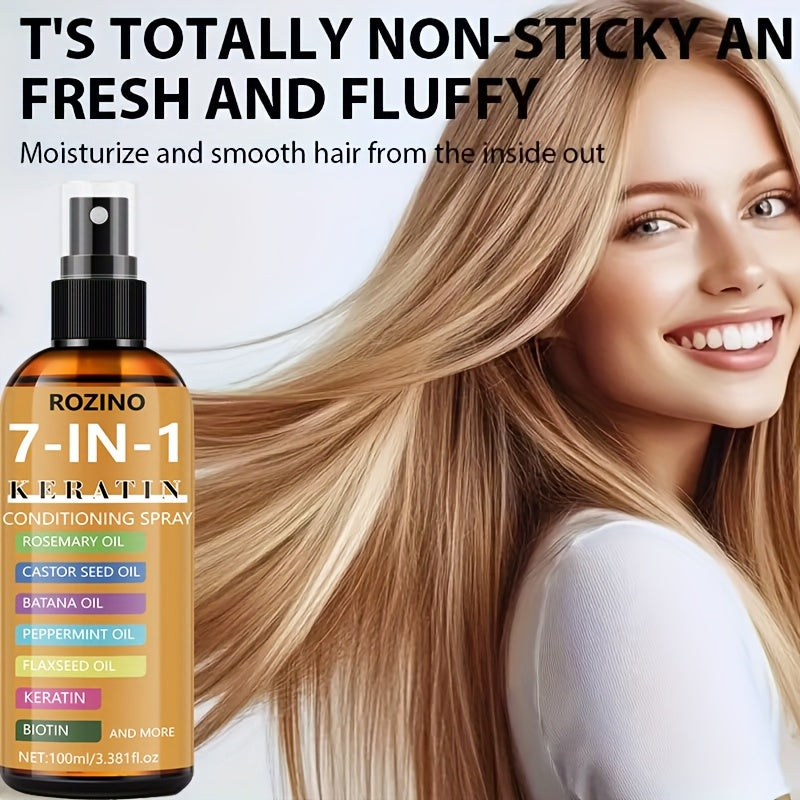 [Instant Hair-Smoothing Leave-in Shampoo Spray] 7-in-1 Keratin Care and Styling Spray, natural pure plant oil. It is smooth and shiny immediately upon spraying. Relieve dryness, tangling, cracking and split ends hair quality