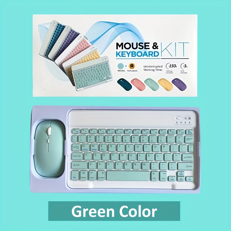 2 PCS Set Wireless Keyboard and Mouse 7 Colors Suitable for Android Tablets and iPads, Mini English Keyboards Home Office Computer Accessories Tools Sets