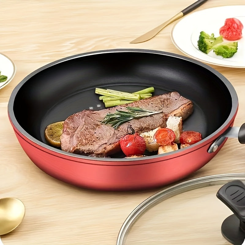 3 PCS Set Frying Pan Set | Non-stick, Heavy-duty, Suitable for Induction Cookers, Safe for Gas/Electric Stoves, Even Heating, Scratch-resistant, Dishwasher Safe, Red, High-Quality Non-stick Pan | Ideal for Home/Hotel/Outdoor