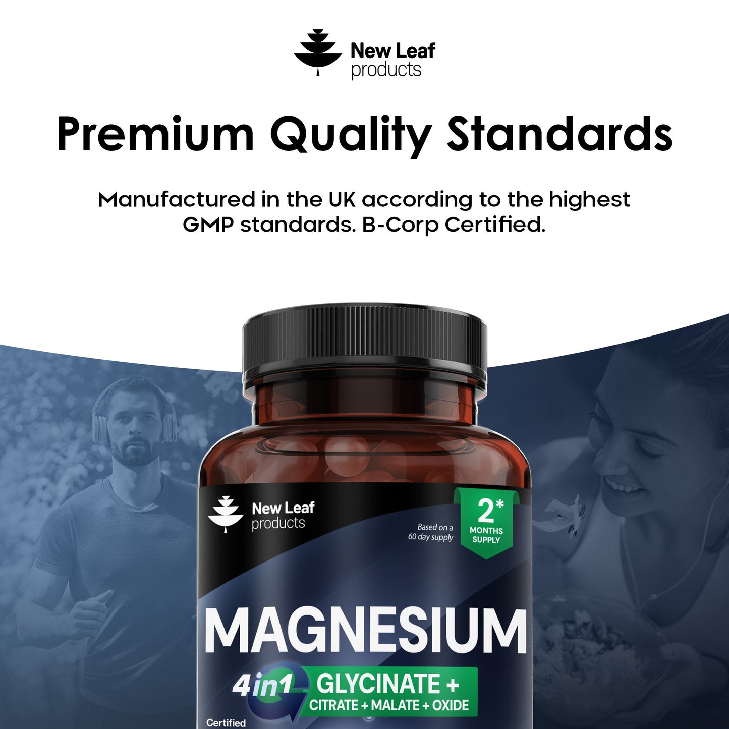 120 Fill Magnesium Glycinate 4 in1 Complex 1800mg (Glycinate, Malate, Citrate, Oxide) UK Made Magnesium Vegan Capsules for Sport Activities Health Care Supplies