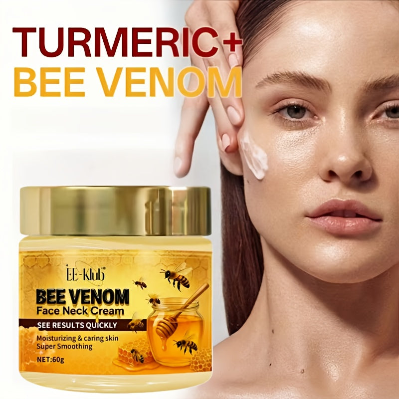 Bee Venom Firming Neck Cream with Light Beige Care Ingredients, Collagen, Bee Toxin, and Hyaluronic Acid to and Fine Lines, Day and Night Use - Light Beige Care, Fashionable Packaging, 60g/2.12oz, Suitable for All Light Beige