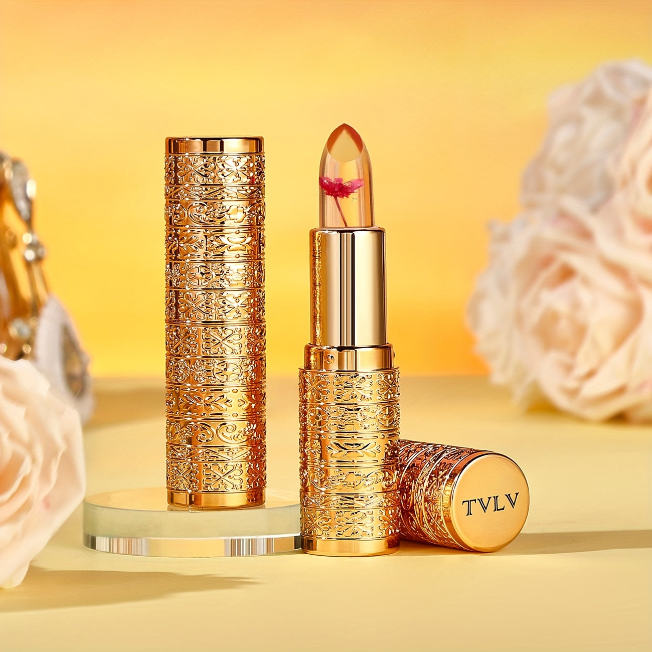 3 PCS Set of Petal-Shaped Color-Changing Jelly Lipsticks, Long-lasting Moisturizing and Fade-Resistant Lipsticks Women Female Make Up Accessories Korean Cosmetic Supplies