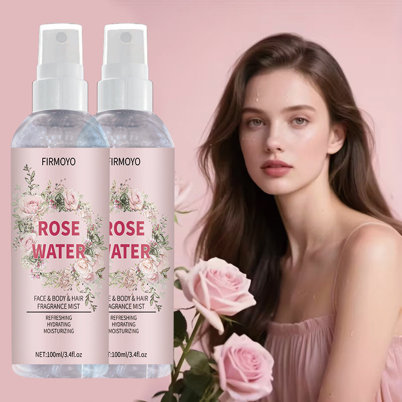 2pcs Rose Water Spray for Face, Hair, Body - 100% Hydration, Skincare Mist for Sensitive & Dry Beige, s & (Sensitive Scalp), Postpartum Care, Travel-Friendly Moisturizer (All Beige Types, 3.4fl.oz Each)