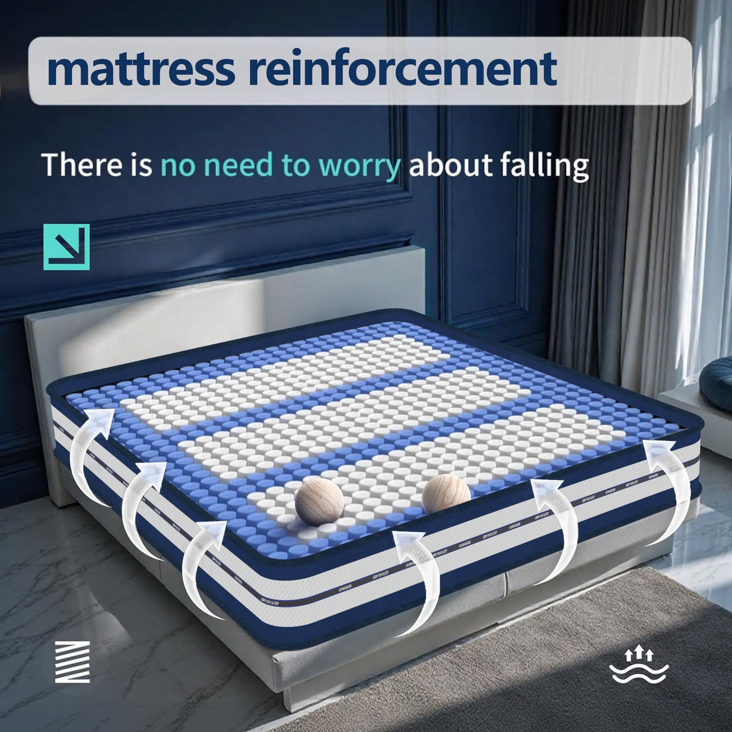 Double Mattress (135x190x28cm) 2000+ Pocket Springs & Gel Memory Foam 7-Zone Ortho Support Motion Isolation 3D Cool Cover Reinforced Reduction Medium Firm 31cm Vacuum Roll 200-night trial