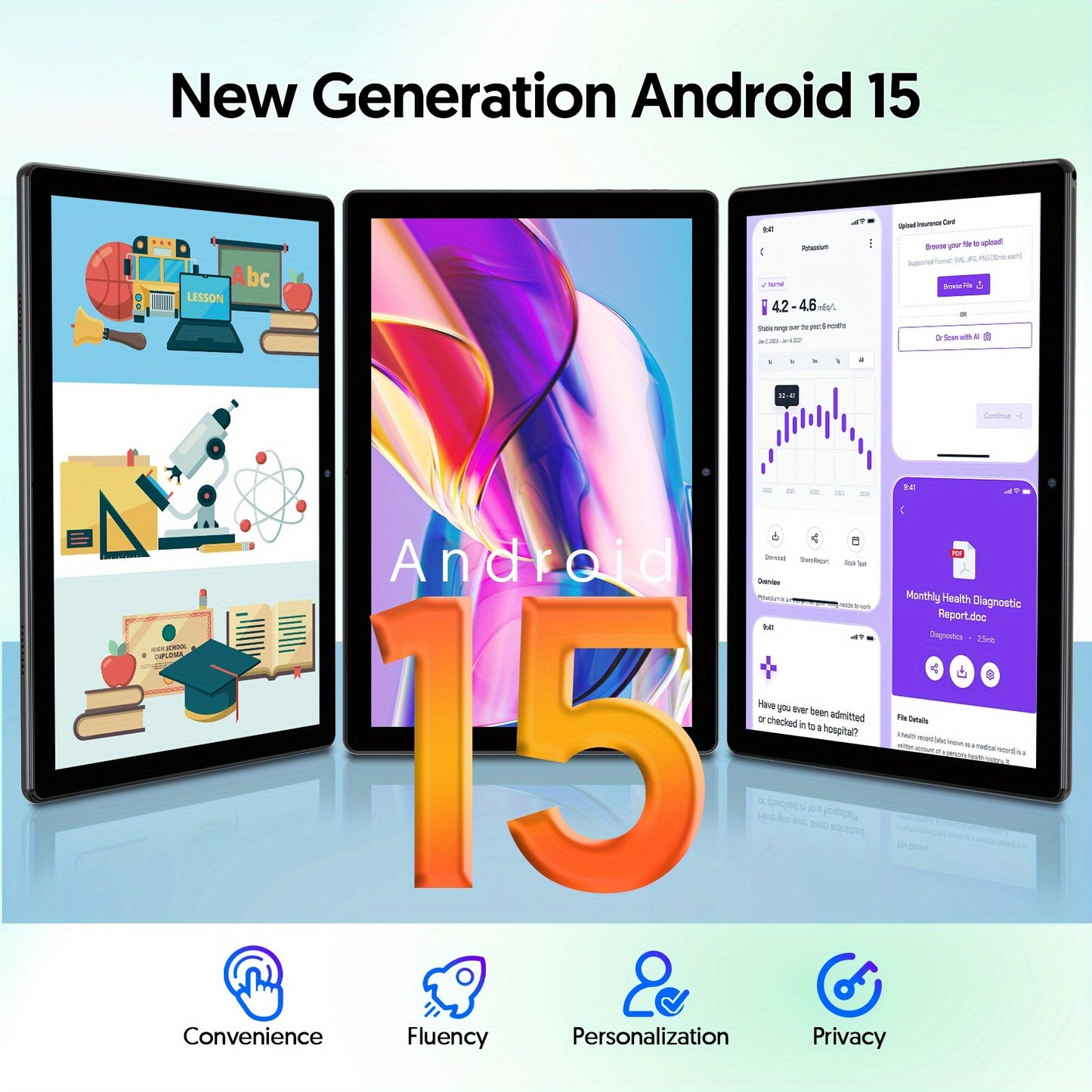 Full Set 10 Inch 2-in-1 Tablet with Keyboard/protective Case/mouse/stylus, Quad Core Android 15 Tablet 12 (3+9 Expansion) GB+64GB+1TB Expansion Tablet, 1280 * 800 IPS Touchscreen Tablet, 2.4G/5G WiFi 6, 2MP+8MP Dual Cameras,