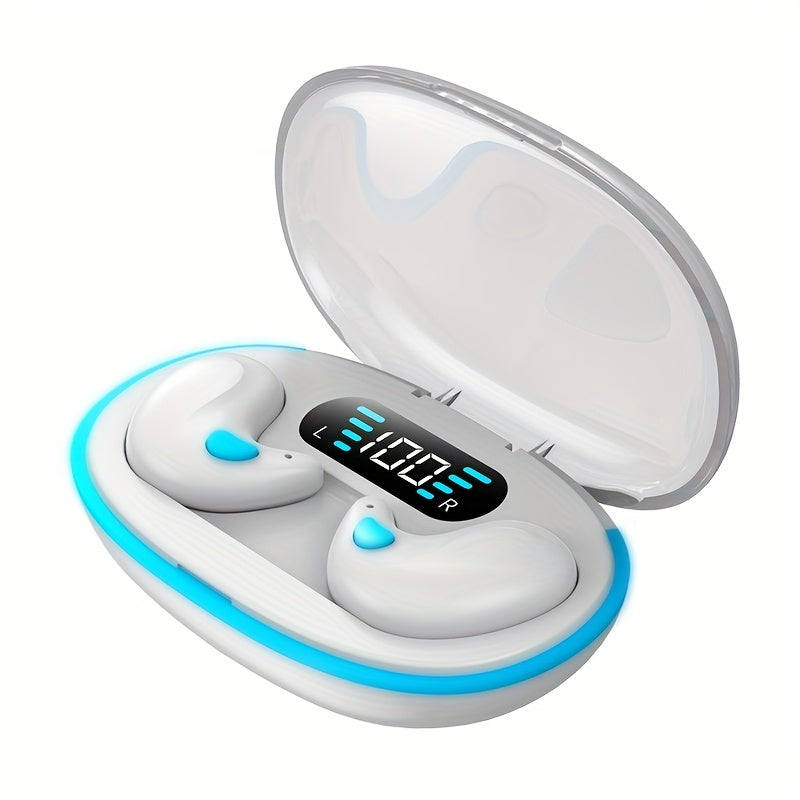 NEW Arrivals Wireless Earphones Feature Painless Wearing for Long Hours, High - Quality Heavy Bass Sound, Cool Lighting, Smart Digital Display, and Long Battery Life, Transparent Canopy.