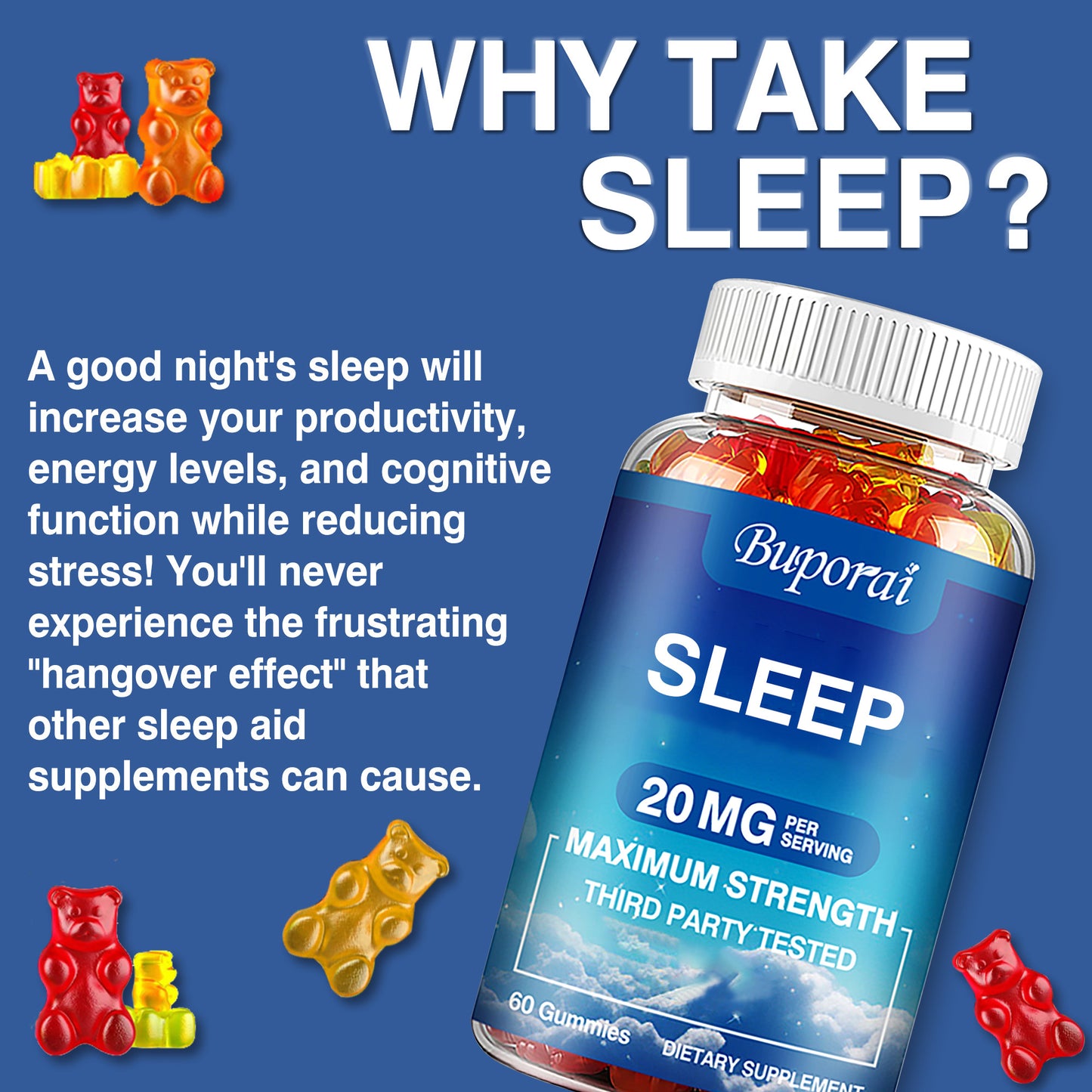 Sleep 20mg - Menopausal Supports Your Healthy Sleep Period Cycle and Improves Overall Sleep Quality, Relieves Stress and Anxiety, Menopausal Use, Feminine Care, Regulate PH Balance - 60pcs