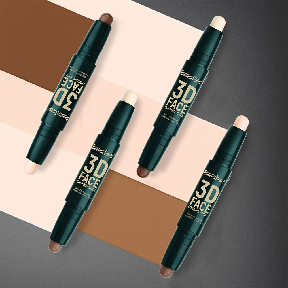 Double Head Contour Stick, Highlights & Contour & Concealer 3D Face Waterproof Long Lasting Makeup with Plant Squalane Women Make-Up Accessories Cosmetic Supplies