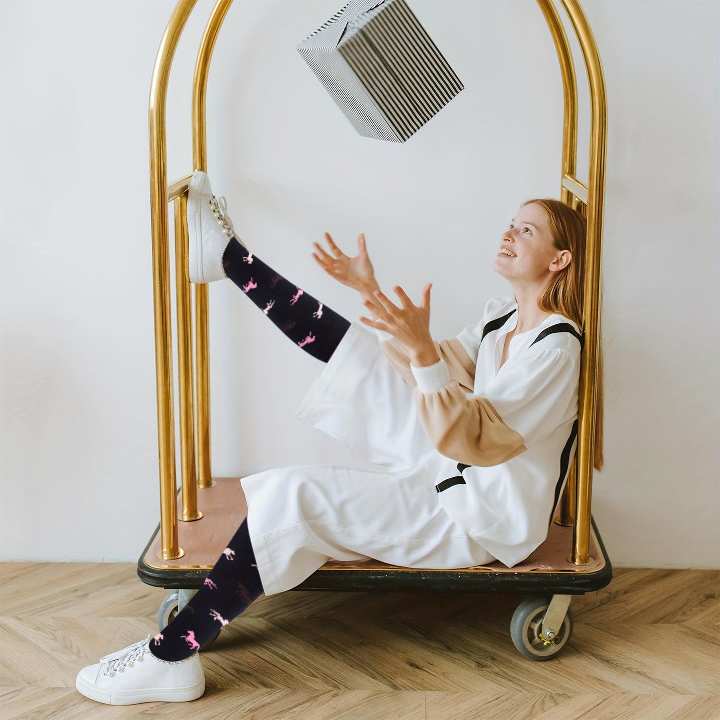 3 Pairs Set Horse Riding Knee-High Socks - Equestrian-Themed with Horses, Jockeys & Western Cowgirl Boots Print - One Size Fits 6-9/ 6-9/EU 39-42 - Soft Durable Novelty Gift for,, Moms & Horse, for Teenager