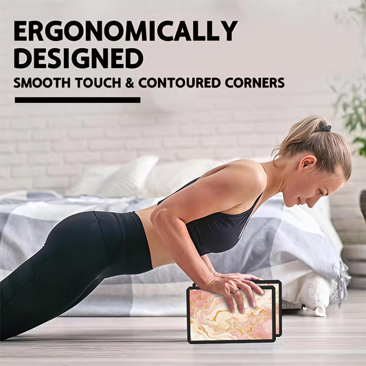 2 PCS Set Yoga Blocks | Support Pads for Fitness and Exercise, Golden Ratio Ideal for Outdoor and Home Gym Yoga, Mixed Color Plant Flower Pattern, EVA Material Home Gym Yoga Studio Accessories