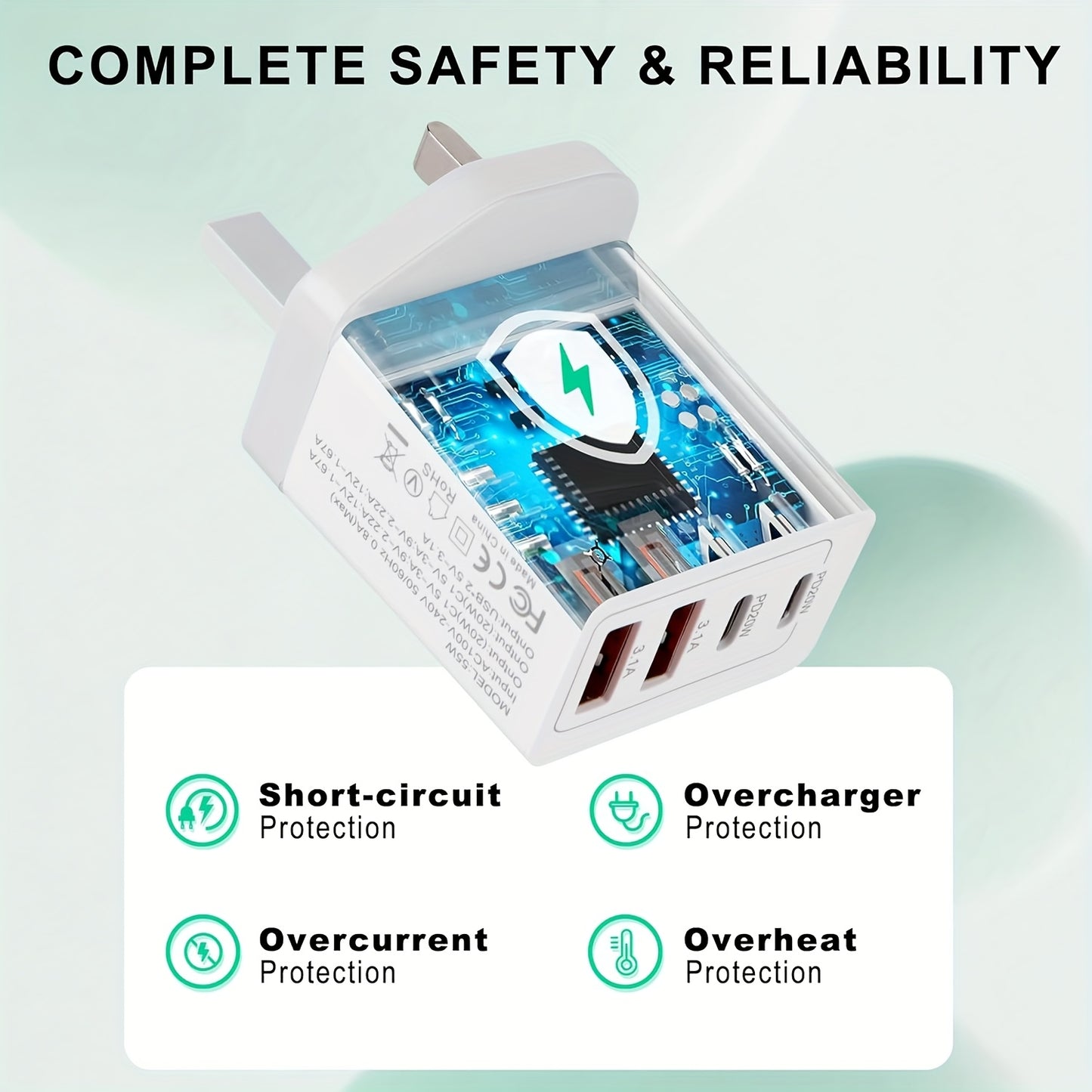 1/2/3 PCS Set USB-C Power Adapter with Dual USB-C Ports, 40W High-Speed Charging, Compact Design for iPhone & Tablets, Compatible with Various Charging Cables, Plug & Play, Device Charging Solution, Modern Charging Hub, Durab