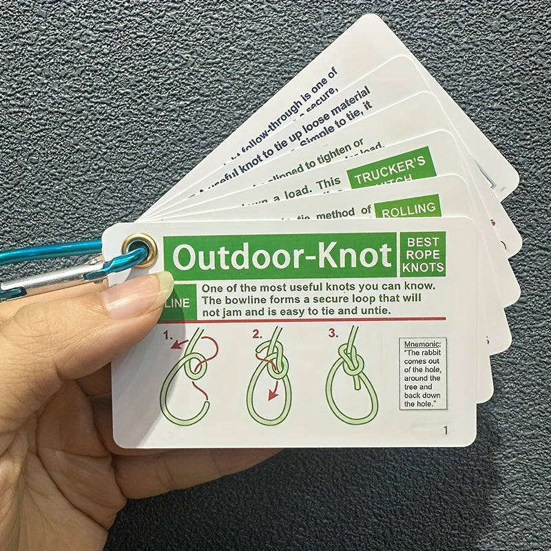 NEW Outdoor Knots Reference Guide - Includes 23 Various Rope Knots, with Mini Storage Clip, Perfect for Wilderness Bushcraft Sports Survival Kit, Kayak Boating, Camping, And Sport Emergencies