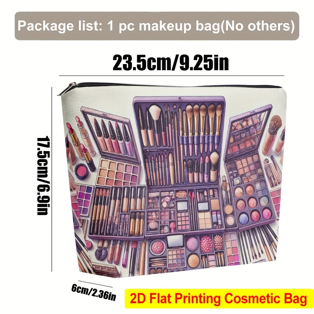 A Makeup Bag Outdoor Travel with a Variety of Makeup Tools, Made of Linen, Suitable for Both Men And Women.  Portable, Foldable, Features a Zipper Closure Women Cosmetic Accessories