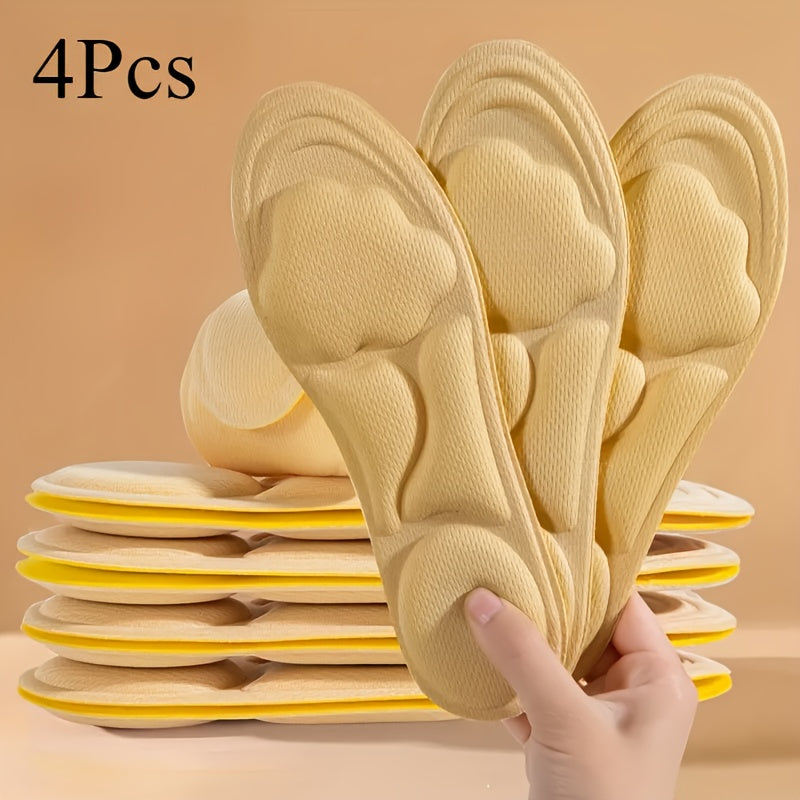 4 PCS Set 35-42 Size Unisex 6D Cloud Feel Shoe Inserts | Thick, Soft, Breathable, Ergonomic Design for High Heels, Sports, And Casual Shoes | Comfortable Shock Absorption, Durable Lightweight, Memory Foam Material
