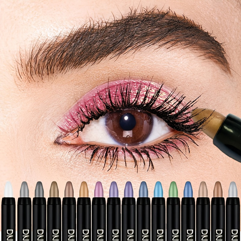 8pcs Waterproof Long-Lasting Pearlescent Eyeshadow Set - Vibrant Shimmer Colors in Black, Purple, Pink, Blue, Green, White, Yellow, Brown & Gray - Smudge-Proof Eye Makeup Sticks for Bold & Subtle Looks