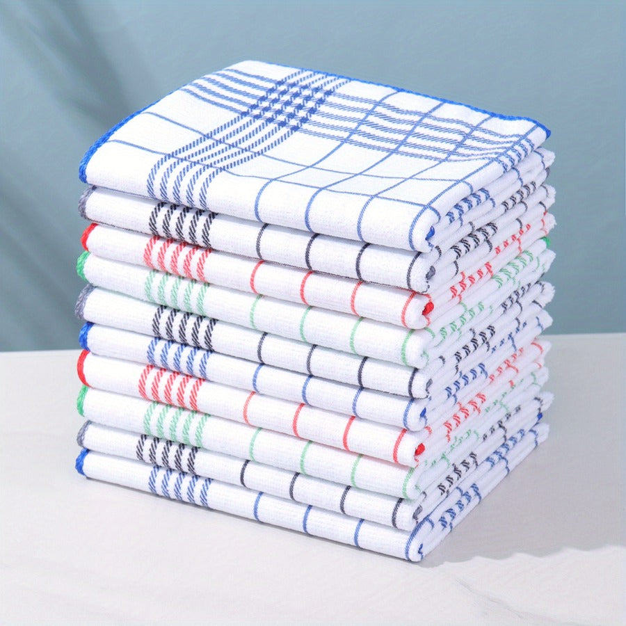 NEW 6pcs Large 40x60cm Absorbent & Fluff-Free Dish Cloths | Quick-Dry, Soft & Durable Kitchen Towels for Daily Cleaning, Coffee Machines, Bar Countertops - 4 Colors (Black, Blue, Green, Red, Mixed) - Ideal for Home & Restaura