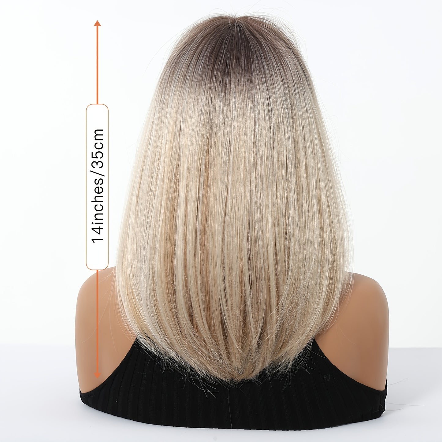 NEW Women's Short Straight Bob Wig with Bangs - White/Golden Dark Root Short Cut Synthetic Hair, Heat-Resistant Fiber Suitable for Daily Use, Parties, Photo Shoots - No Lace Front Women Hair Care Supplies