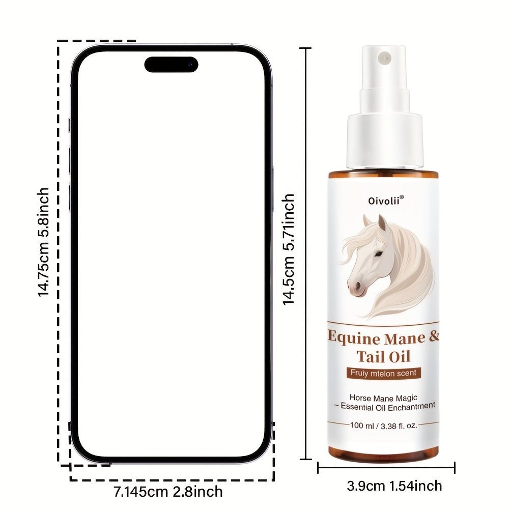 Equine Grooming 100ml Oil, Shiny Essential Oil for Horse Hair, Plant Ingredients, Cares for Hair, Makes Small Ponytail Shine While Running, Suitable for Different Horses, Easy to Carry on the Go, Fits All Sizes