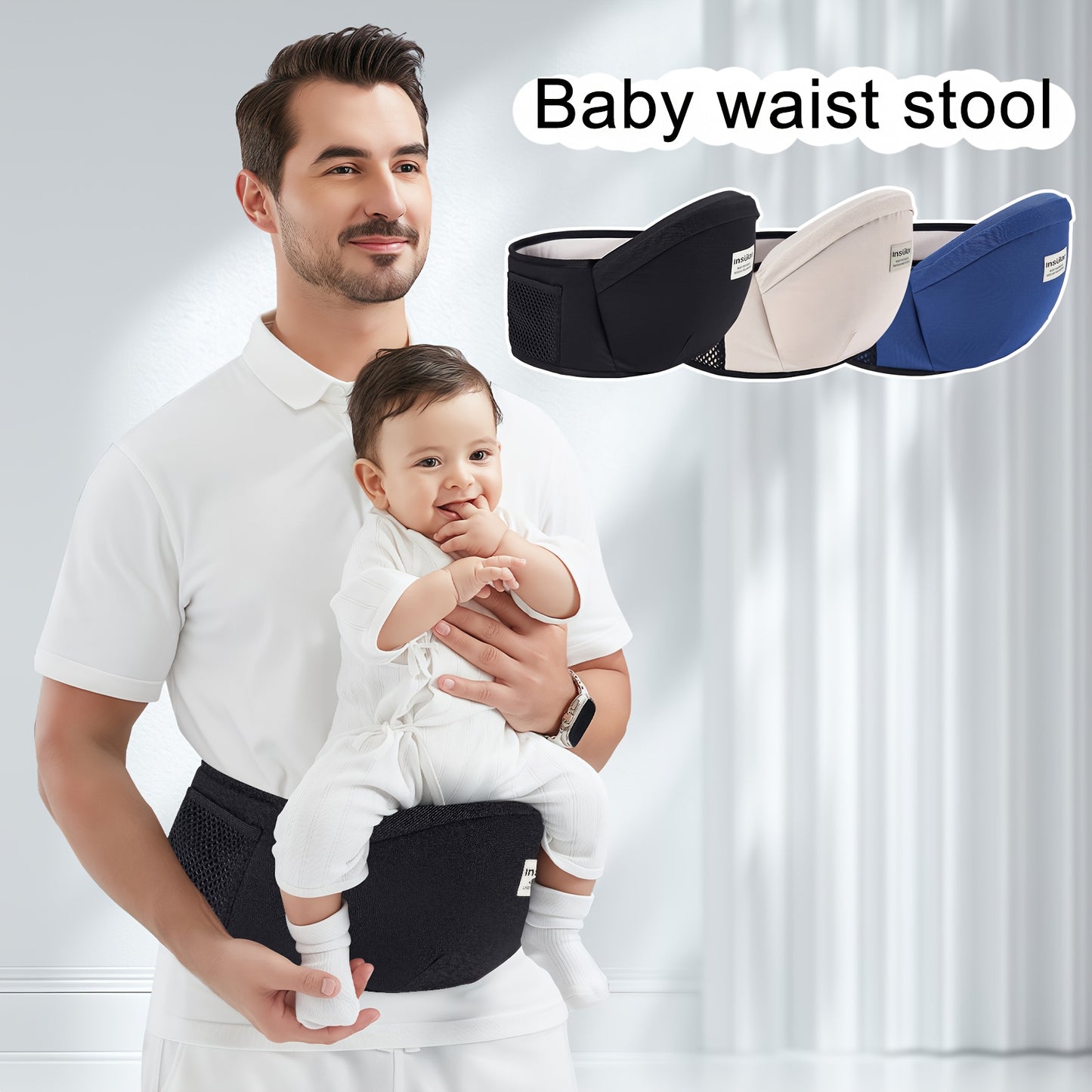 1pc Ergonomic Baby Waist-to-Toe Height-Adjustable Baby Carrier-like Babypot - 30° Tilted Design with 0-3 Years, Soft Padding & Secure Buckle Closure, Lightweight Sturdy Frame for to 12-Month-Olds, Travel-Friendly Baby Carrie