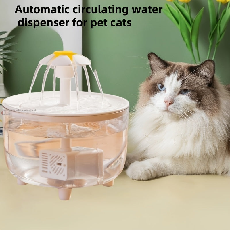 Cats and Dogs Pets New Style Fountain flower water dispenser automatic cat water dispenser dog water dispenser, running quietly, USB powered, safe and secure, suitable for cats, dogs, parrots bathing Halloween Christmas gifts