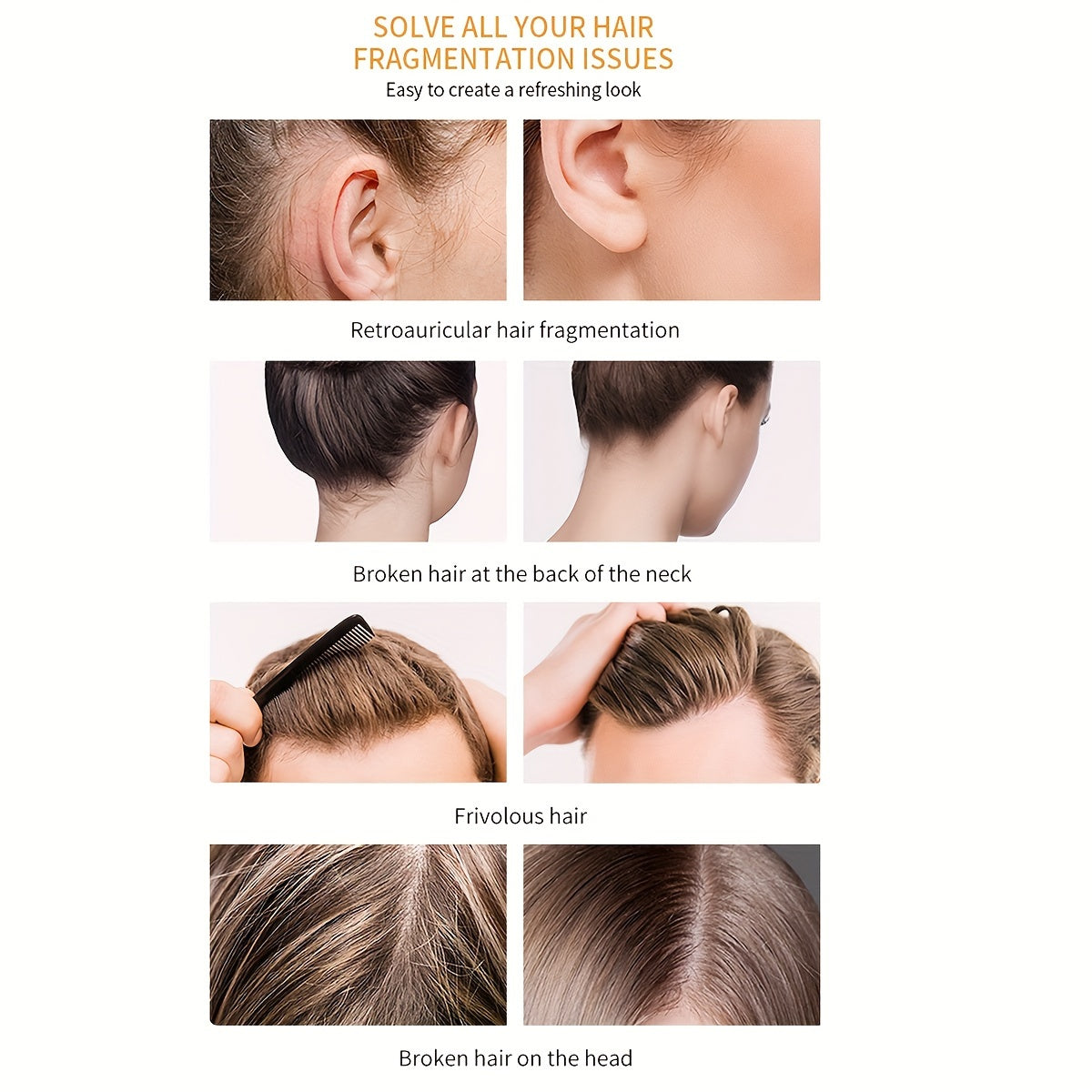 4pcs/Set Hair Wax Stick, Slick Back Hair Brush Set, Long Lasting Hair Wax Stick For Hair, Teasing Brush For Hair Styling, Edge Brush For Tame Frizz For Baby Hair, Rat Tail Combs For Parting