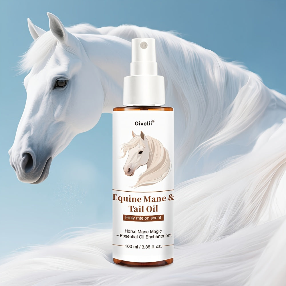 Equine Grooming 100ml Oil, Shiny Essential Oil for Horse Hair, Plant Ingredients, Cares for Hair, Makes Small Ponytail Shine While Running, Suitable for Different Horses, Easy to Carry on the Go, Fits All Sizes