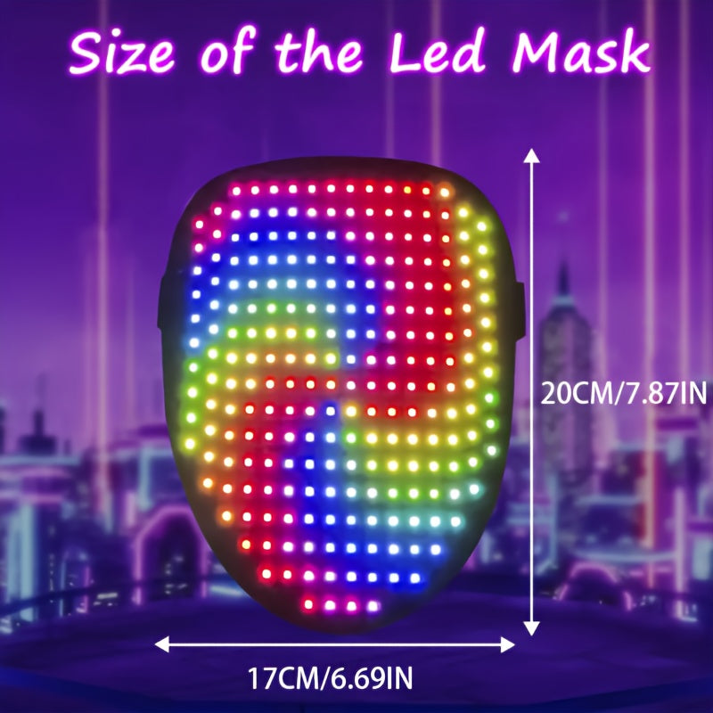 LED Mask with Gesture Sensing Light up Face Transforming LED Halloween Mask for Men Women Costume Cosplay Party, Halloween Costume, Party Accessory, Fun Costume, Interactive Mask, Durable Material, Lightweight Mask, Motion Ac