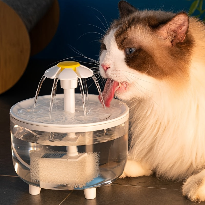 Cats and Dogs Pets New Style Fountain flower water dispenser automatic cat water dispenser dog water dispenser, running quietly, USB powered, safe and secure, suitable for cats, dogs, parrots bathing Halloween Christmas gifts