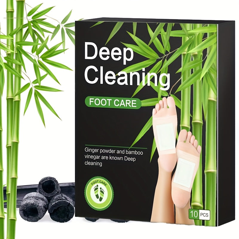 10 PCS Set Foot Patch - Natural Bamboo Vinegar & Ginger Powder, Cleansing Adhesive Pads for, Cracked Heels, Hypoallergenic. Free Gifts, Foot Care Patches, Sleek Packaging. Natural Ingredients