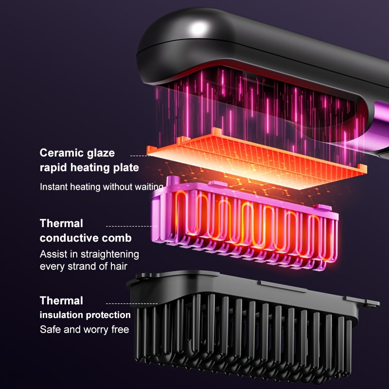 NEW Portable And Wireless Straightener, Quick, Constant Temperature Anti-Scald Design, Smart LED Digital Display, USB Charging, Exquisite And Lightweight, Suitable for Home Travel, an Ideal Gift for Women, Professional Stylin