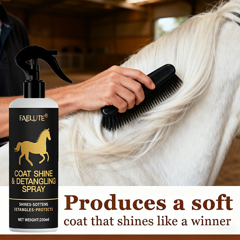 200ml  Mane And Tail Leave-In Spray - Instantly Smooths And Reduces Breakage of Mane And Tail Hair While Enhancing Natural Shine, Plant-Based Formula for Horse Mane And Tail Care, Stylish Bottle with a Durable Nozzle