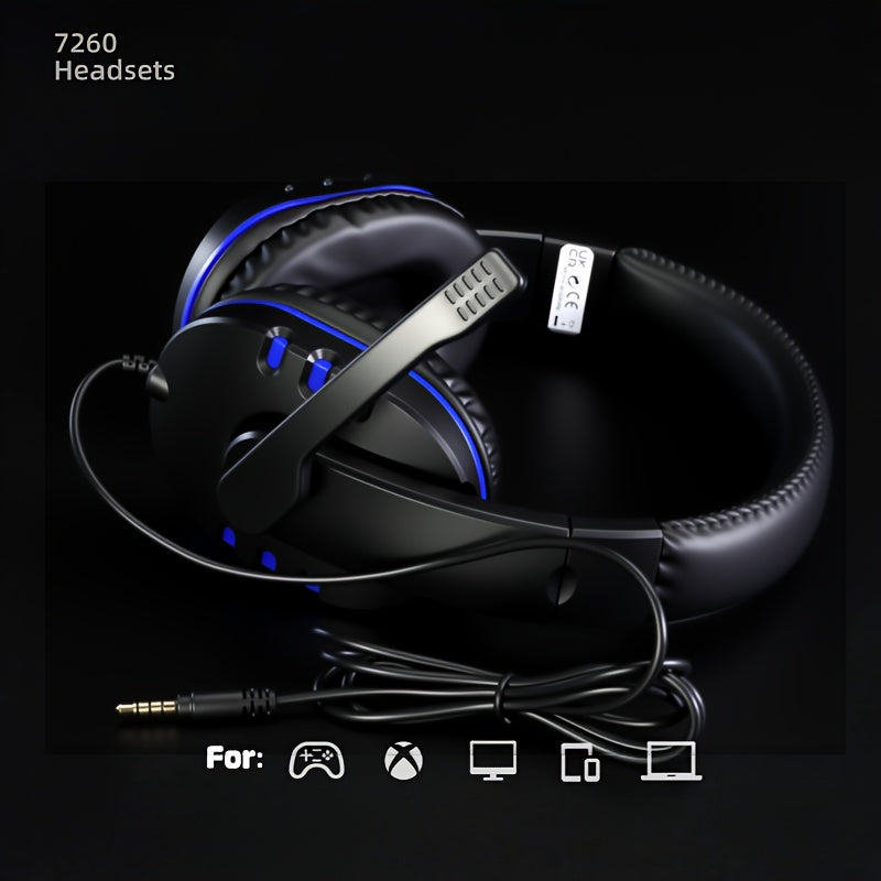 7260 Professional Gaming Headset with Adjustable Headband, Comfortable Ear Cushions, Suitable for Gaming, Online Classes, And Entertainment Computer Accessories