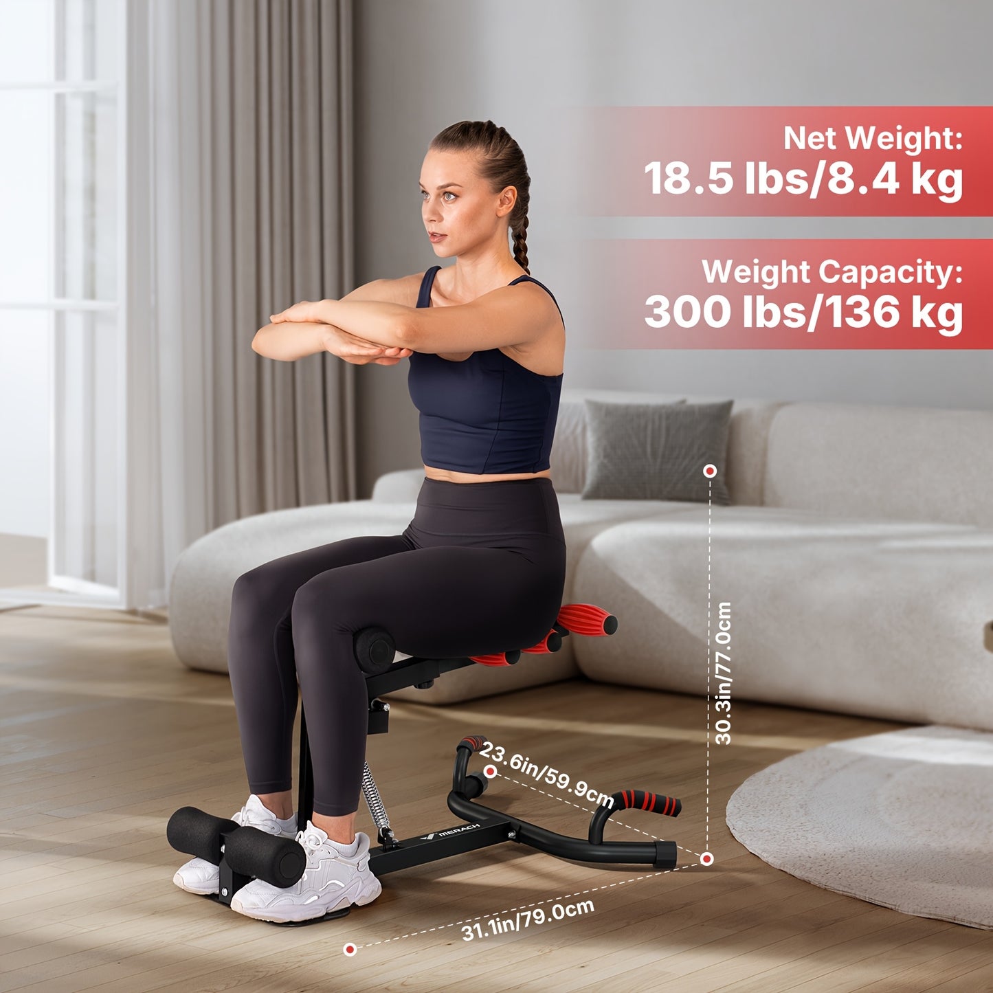 Home Gym  Women Men Training Squat Machine Adjustable with 3-Level Resistance, 136.08KG Weight Capacity, Safe & Easy-to-Use Squat Trainer Suitable for Fitness, Strength Training, Knee/Back, Compact (No Electronics)