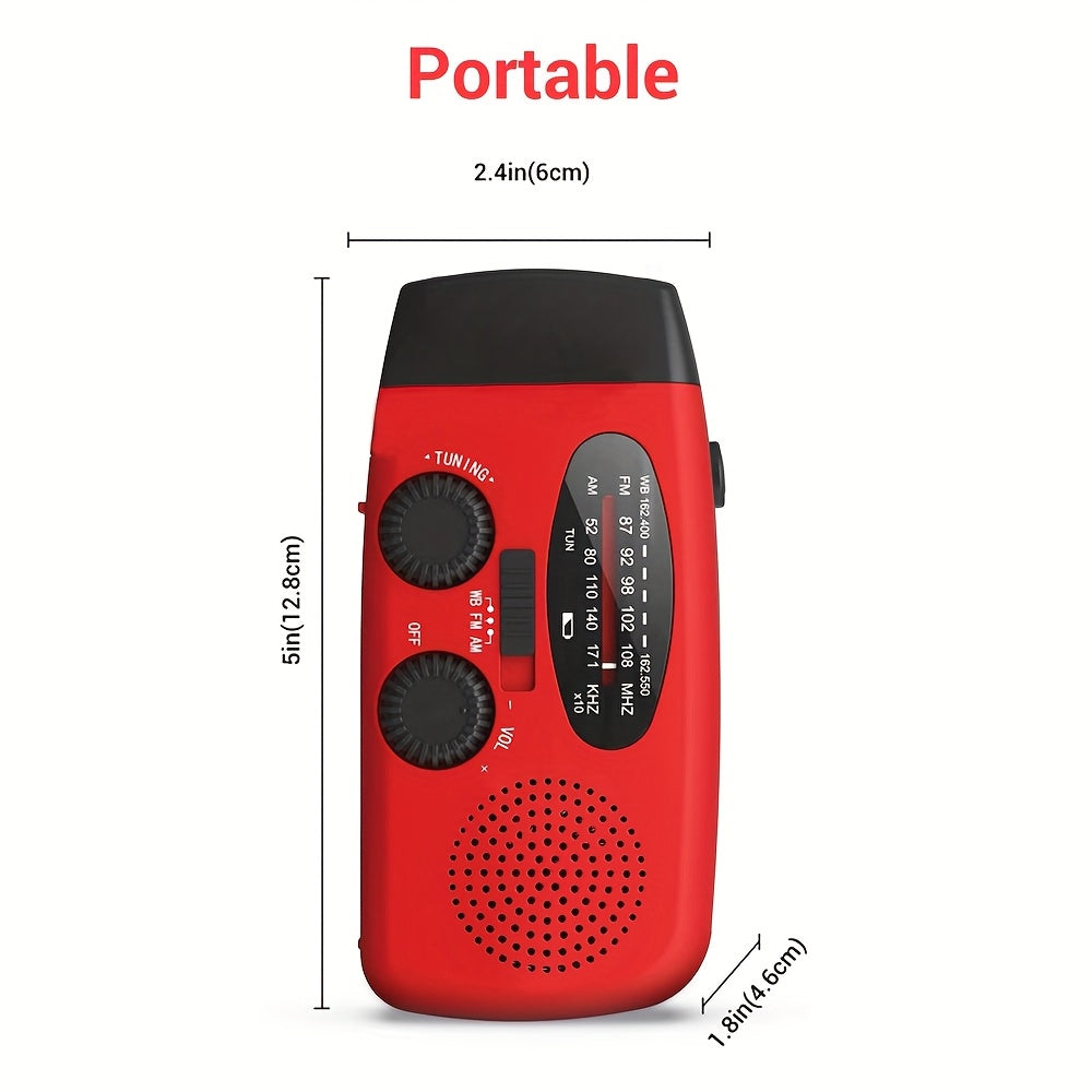 Emergency SOS Hand Crank Radio with Solar/USB/Power Bank Compatible, NOAA Weather Alert, AM/FM Portable Radio, VFD Display & Flashlight - Hand-Crank Survival for Camping, Emergencies, Outdoor (Compatible with speaker)
