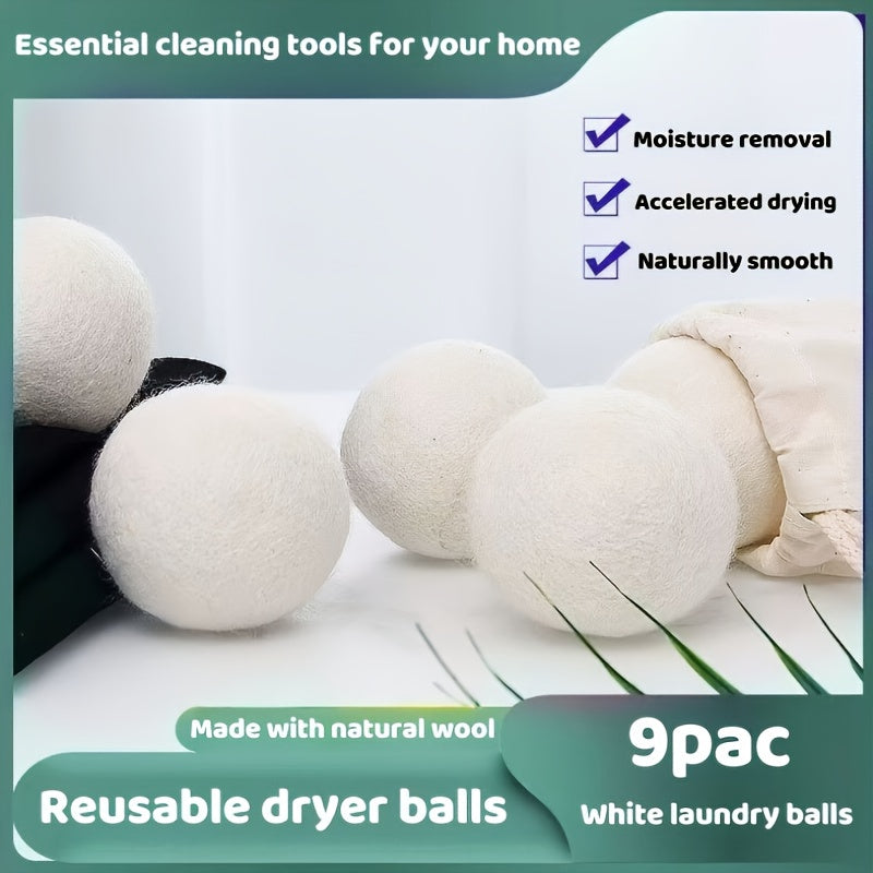 New Zealand Wool Drying Balls 9-PCS St  Laundry Drying Balls - Anti-Tangle, Quick-Dry Clothes Dryer Balls, Prevents Wrinkles & Tangles, Soft Wool Laundry Balls for Delicates, Down Jackets, Shirts, Pants - Compatible with All