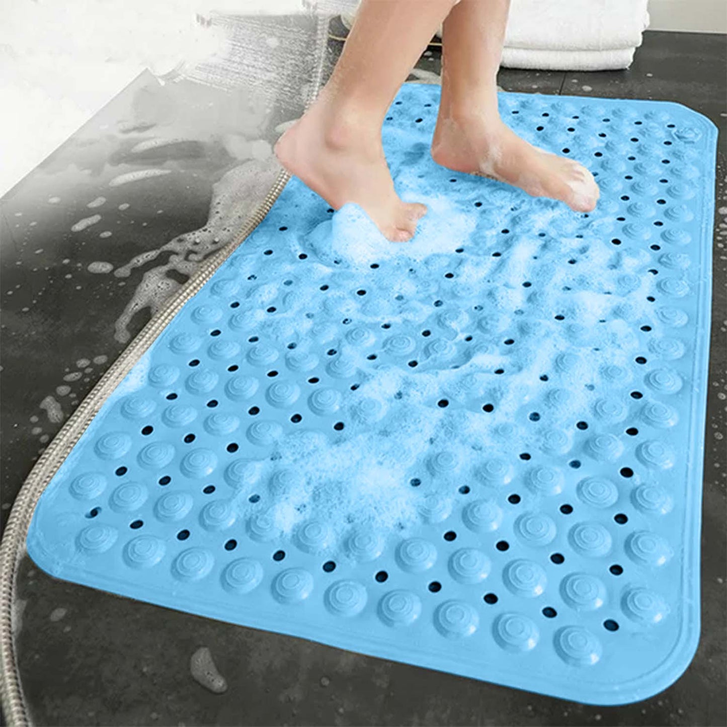 Extra Large Non-Slip Bath Mat - Bathtub Mat with Drain Holes, Suction Cups Shower Mat - Machine Washable Mat For Bathroom, Bathroom Accessories Easy Clean