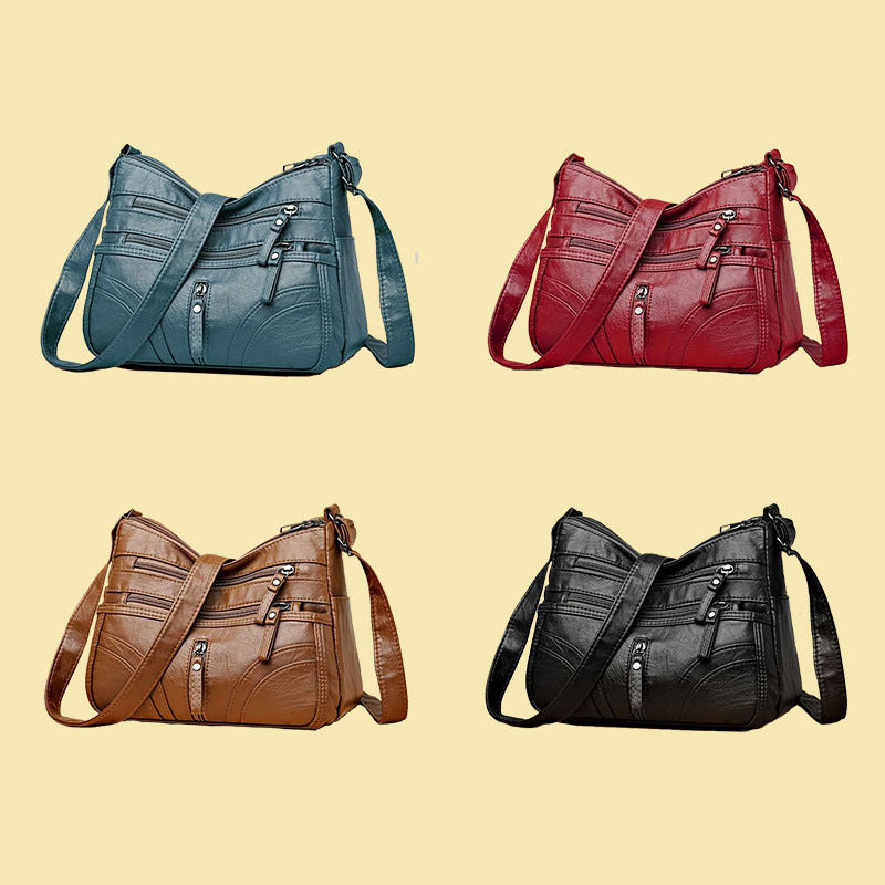 Women's Single Shoulder Bag - Multi-layered New Style Fashionable and Versatile Crossbody Bag for Both Men and Women, Suitable for Casual Use. [The Zipper Direction Is Random]