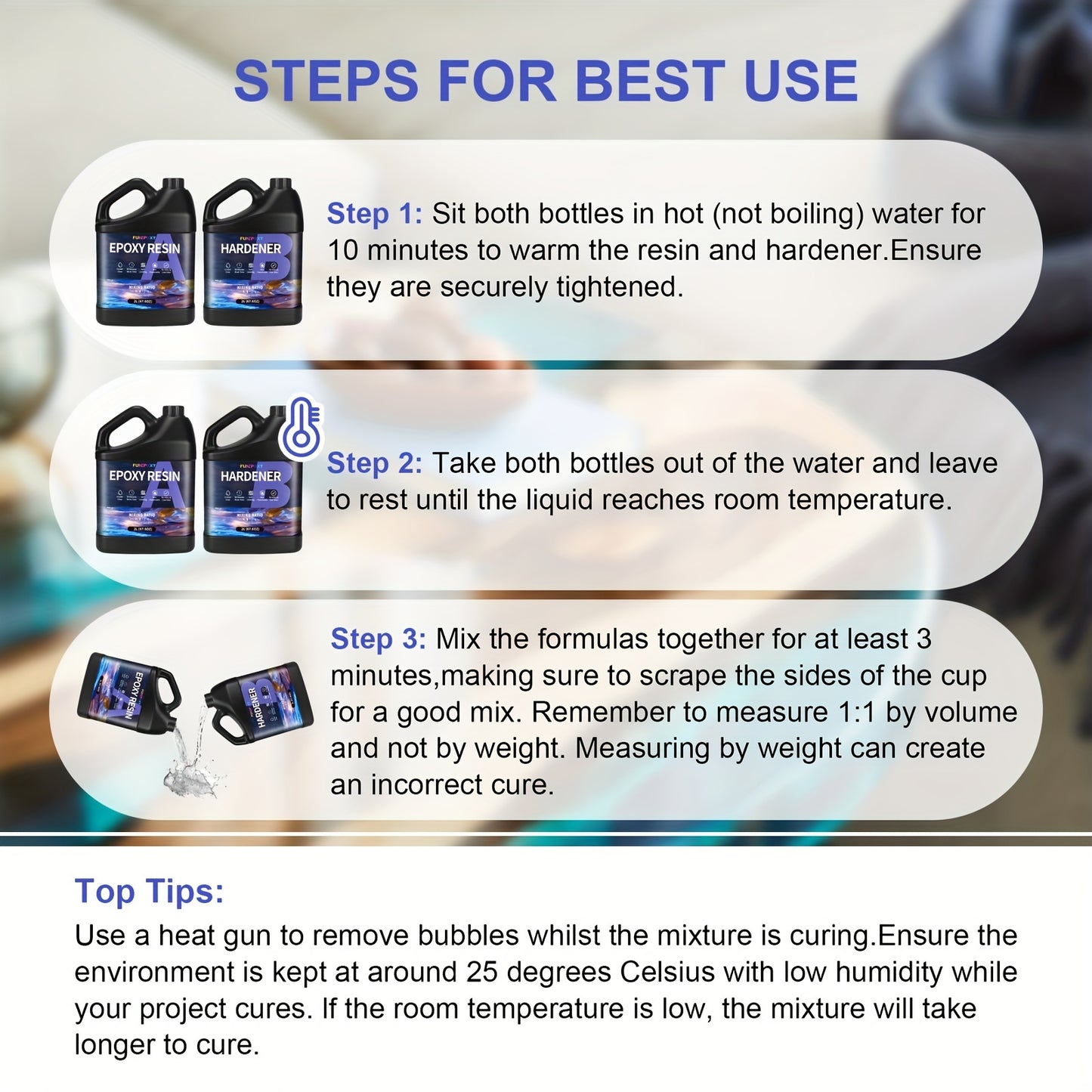Epoxy Resin Set Kit 1:1 Crystal Clear Epoxy Resin for Table Top 500ml/1L/2L/4L/8L