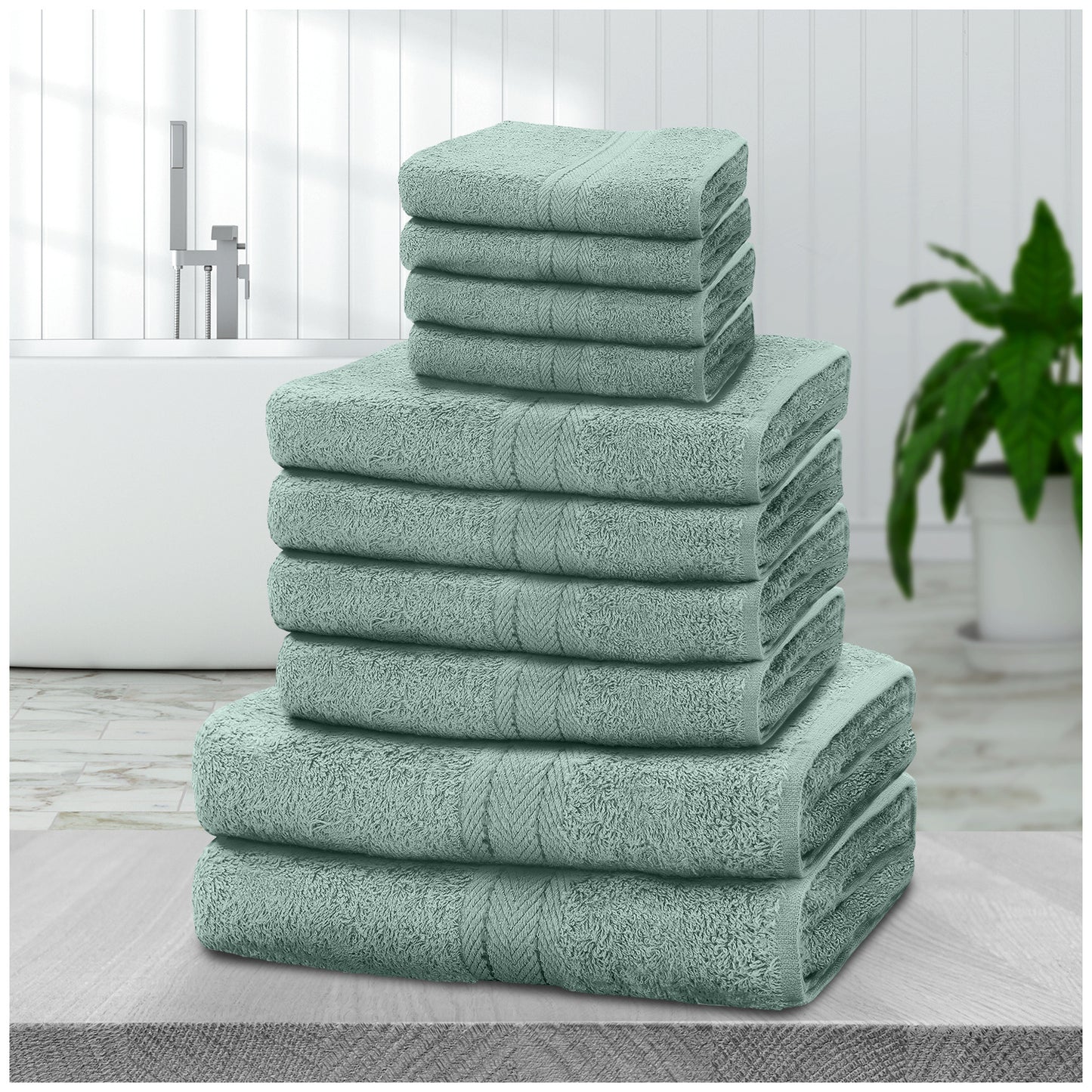NEW 10 PCS Set 14 Colors Pakistani  Towel Bale Set | Luxurious 100% Cotton Towels Family Pack | Quick-Drying, Highly Absorbent & Ultra-Soft Fabric | Includes 4 Face Towels, 4 Hand Towels, 2 Bath Towels Ideal for Home, Gym, Sp