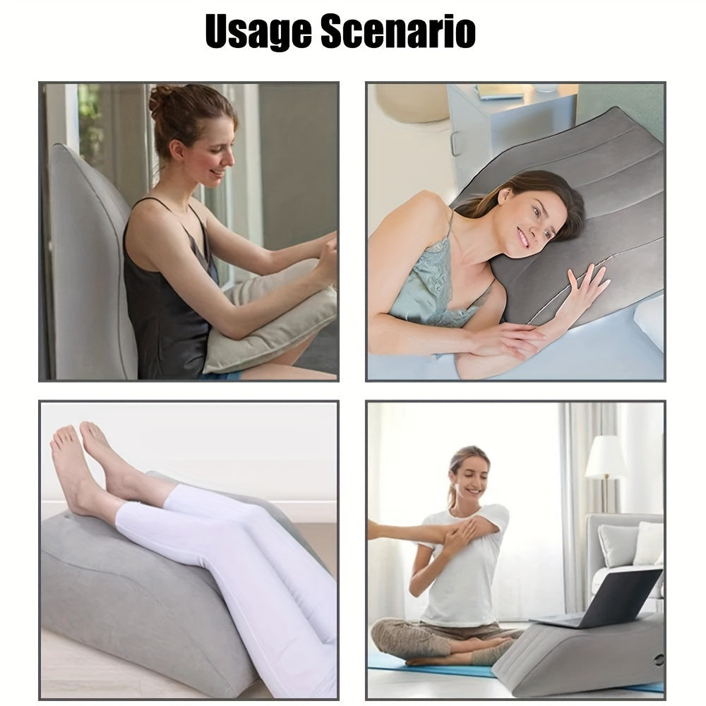 NEW Inflatable Wedge Pillow for Leg & Knee Rest, Soft Support Cushion for Muscle Comfort, Portable Support Pillow for Reading Watching Sleeping Lying Inflatable Feature Pad for Leg Elevation